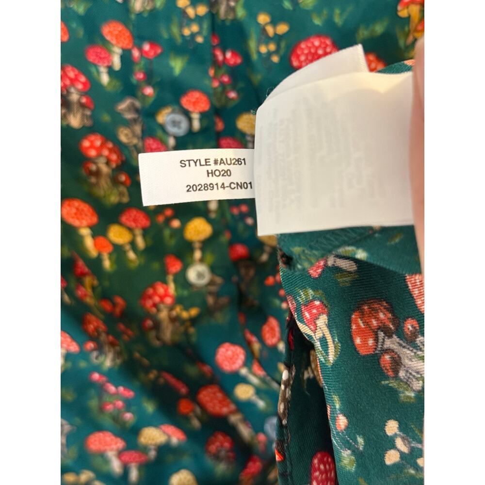 J. Crew Collection silk twill ruffle collar top mushroom floral size M - Picture 3 of 6